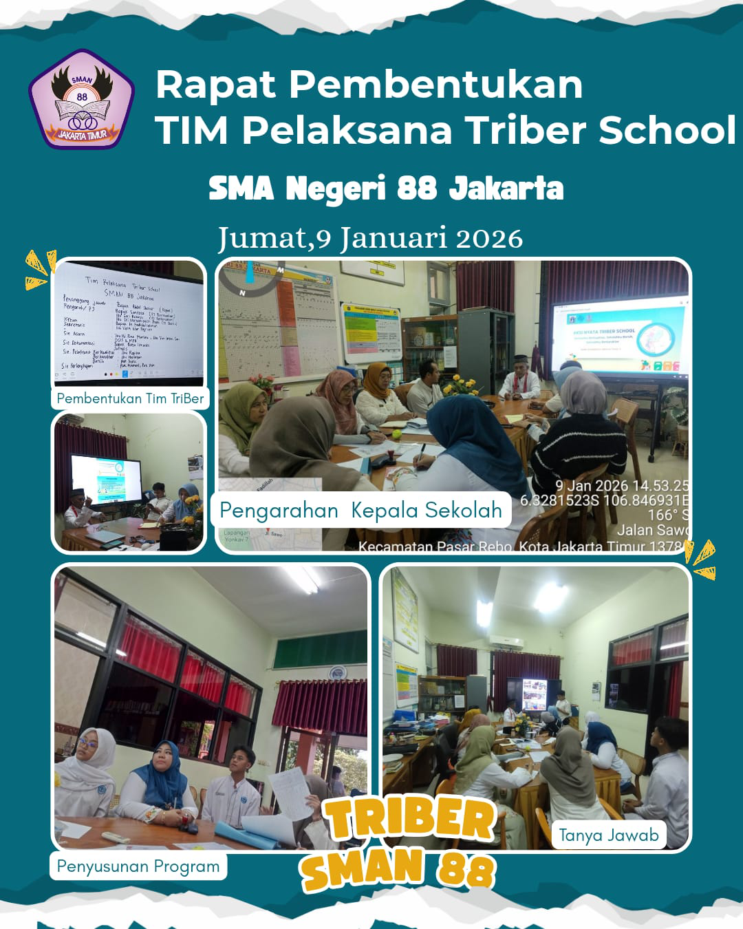 RAPAT SOSIALISASI TIM PELAKSANA TRIBER SCHOOL SMAN 88 JAKARTA