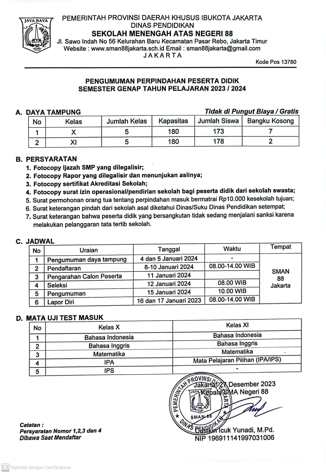 INFORMASI MUTASI SEMESTER GENAP 2023/2024