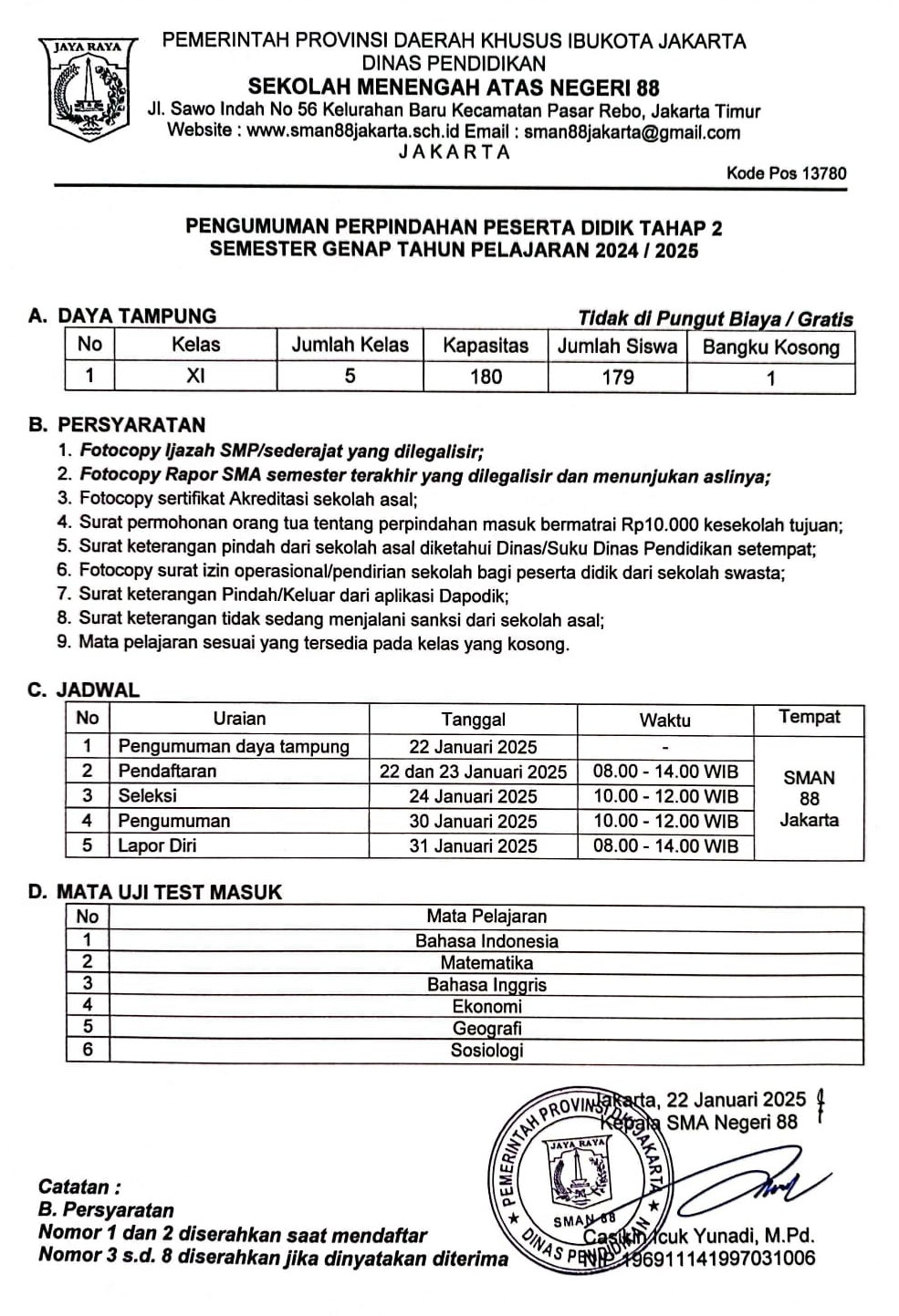 PENGUMUMAN MUTASI TAHAP 2, SEMESTER GENAP TAHUN 2024/2025