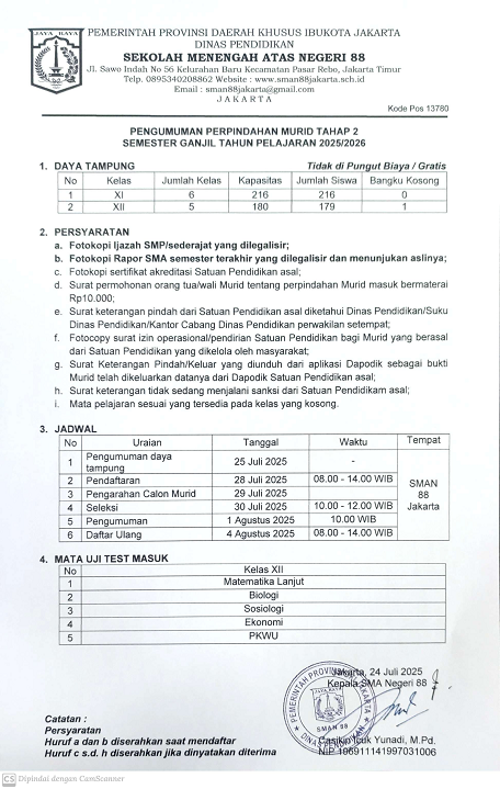 PENGUMUMAN MUTASI SEMESTER GANJIL TAHUN 2025 / 2026